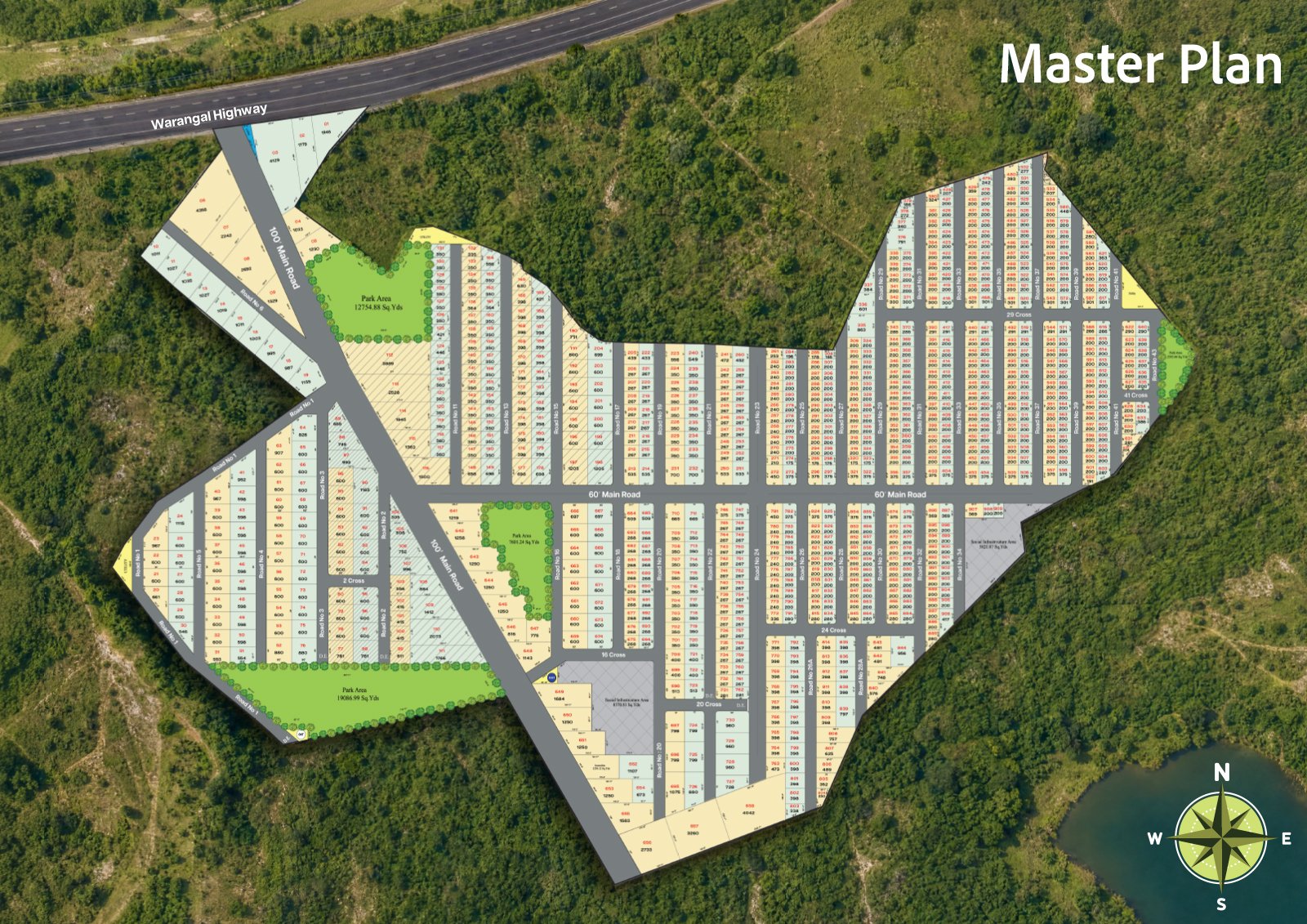 Eastern Heights official site layout — plots, parks and social infrastructure zoning, HMDA & TS RERA approved